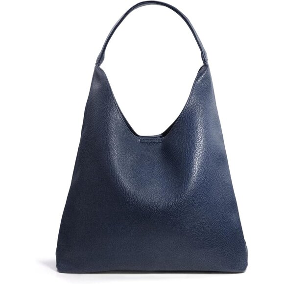 Handbags - Women Navy Blue Imported Polyester Leather Hobo Soft Vegan Shoulder Tote Bags